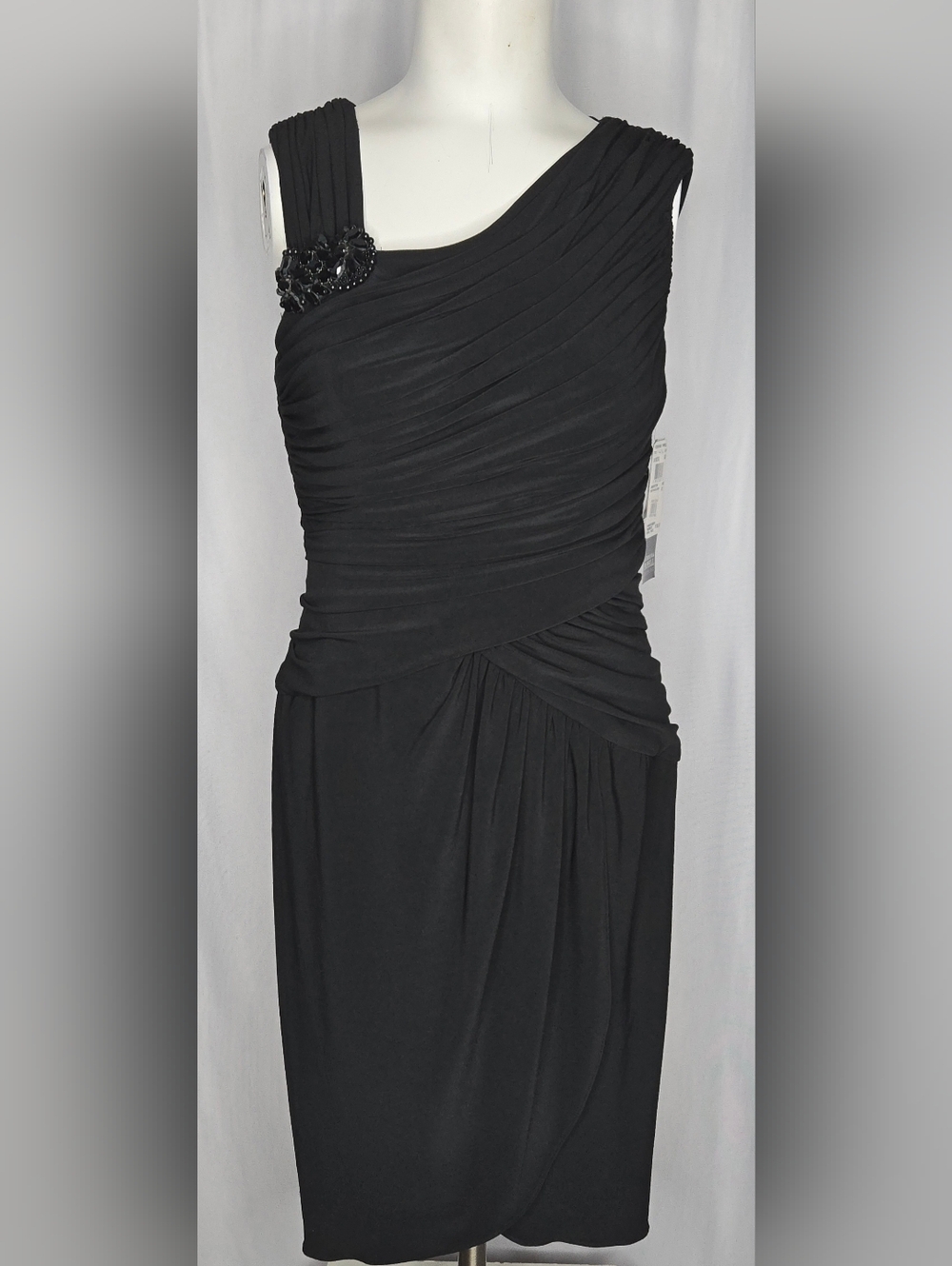 Adrianna Papell Black Embellished Tulip  Wedding Guest Dress Size 6 NWT‎